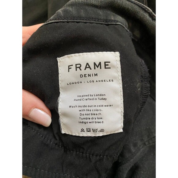 FRAME Le High Skinny Faded Black Scalloped Raw Hem Jeans Whittier Size 31 EUC - Picture 10 of 12